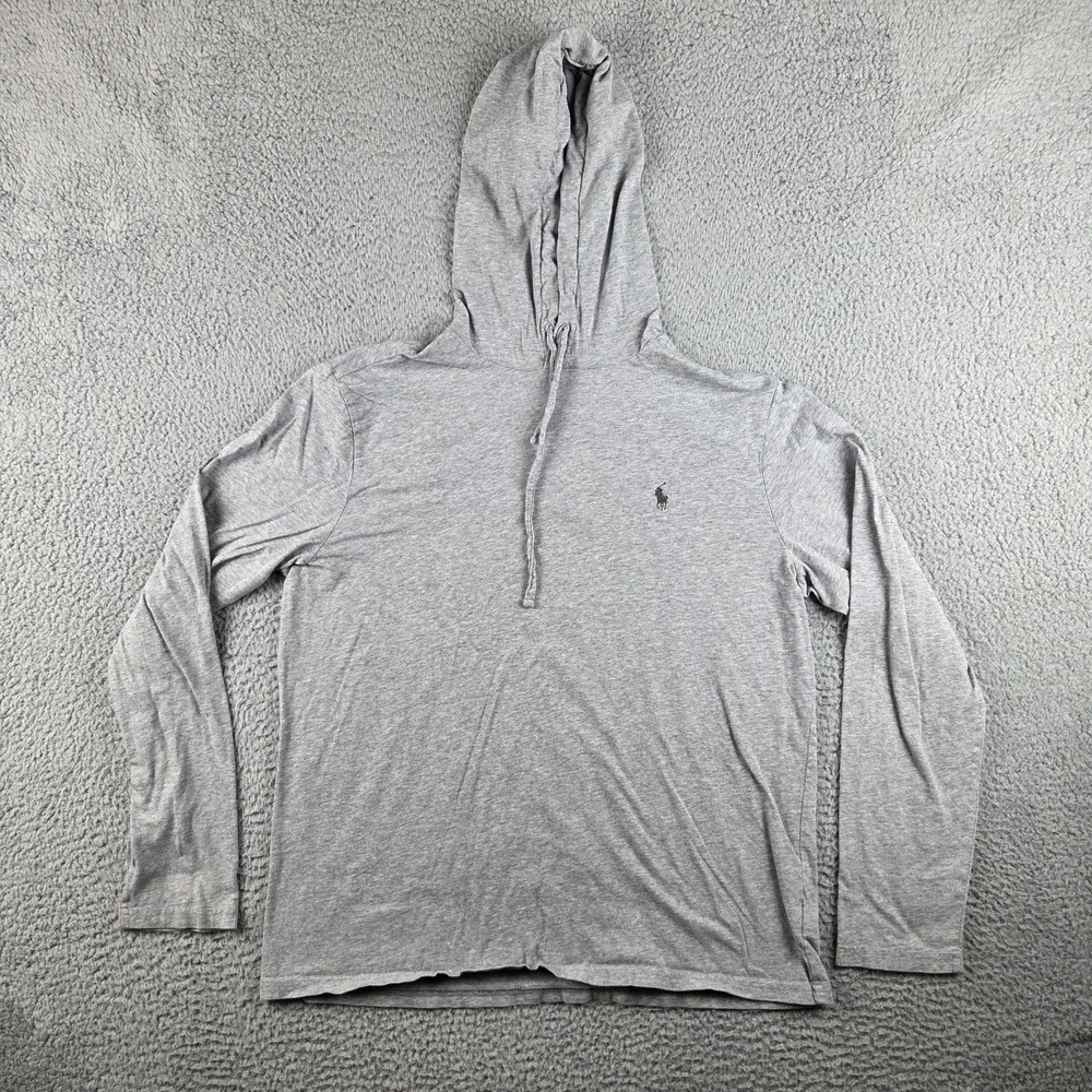 Polo‎ Ralph Lauren Hoodie Sweatshirt Mens L Gray Pullover Pony Logo Hooded